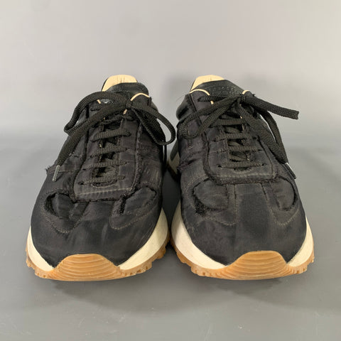 MAISON MARGIELA Size 10 Black Solid Nylon Lace Up Sneakers