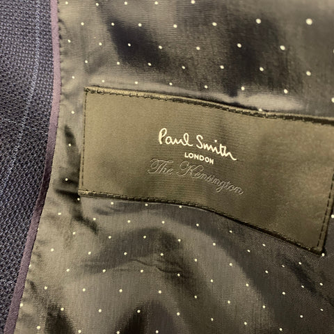 PAUL SMITH Chest Size 40 Navy Window Pane Wool Notch Lapel Sport Coat