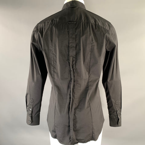 D&G by DOLCE & GABBANA Size M Black Cotton Elastane Long Sleeve Shirt