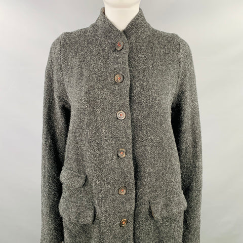 H+ HANNOH WESSEL Size XS Grey Charcoal Virgin Wool Button Up Coat