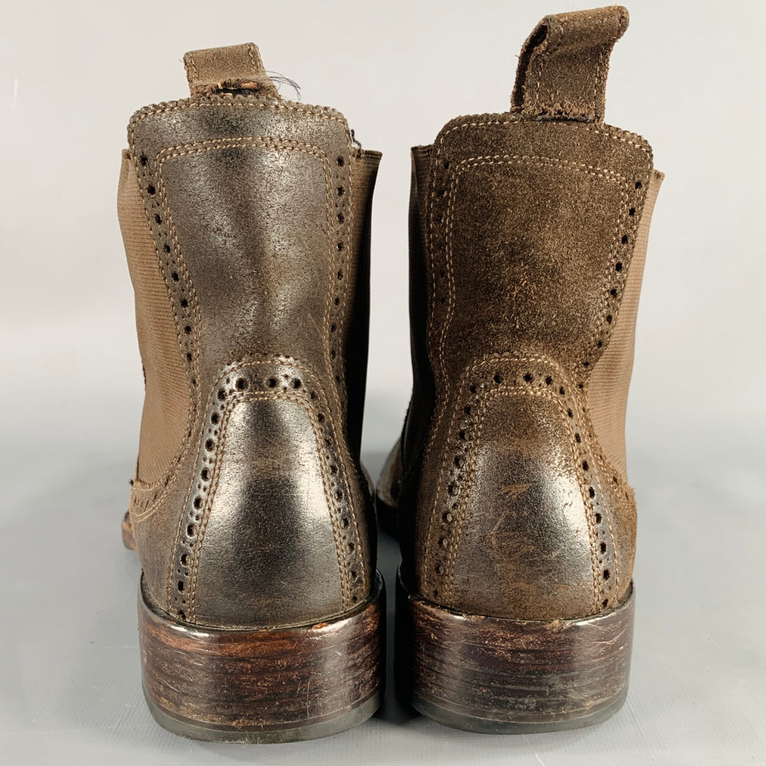 COLE HAAN Size 9 Brown Perforated Suede Chelsea Boots