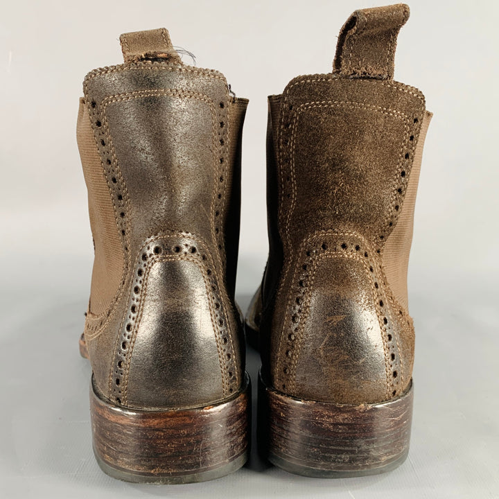 COLE HAAN Size 9 Brown Perforated Suede Chelsea Boots