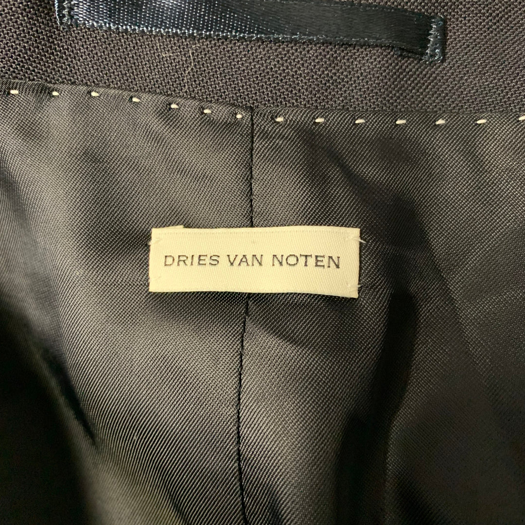 DRIES VAN NOTEN Size 38 Navy Wool Polyester Notch Lapel Suit