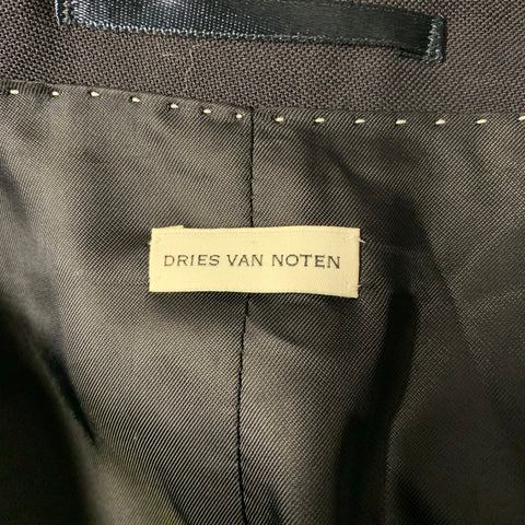 DRIES VAN NOTEN Size 38 Navy Wool Polyester Notch Lapel Suit