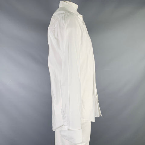 SAKS FIFTH AVENUE Size XL White Cotton French Cuff Long Sleeve Shirt