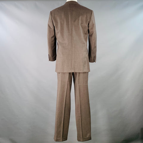 RALPH LAUREN Size 38 Regular Brown Black Nailhead Wool Double Breasted Suit