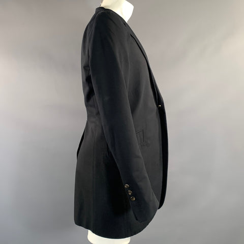RICK OWENS FW2011 Size 40 Black Cotton Notch Lapel Coat