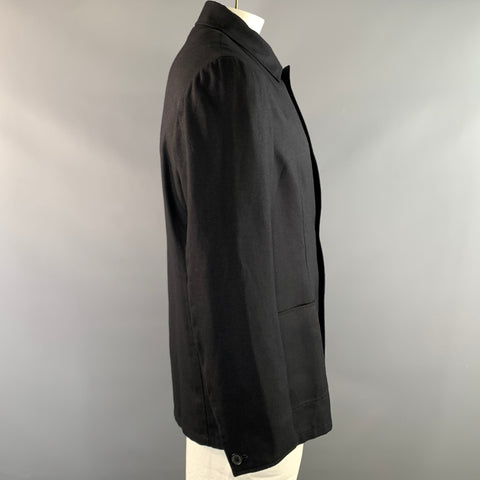 BRIONI Size L Black Silk Cashmere Pointed Collar Jacket