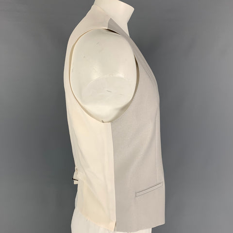 DOLCE & GABBANA Size 42 Silver Beige Wool Silk Vest