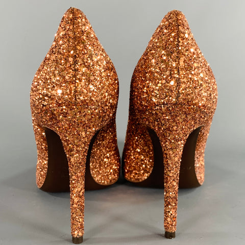 MICHAEL KORS COLLECTION Size 9.5 Copper Glittered Leather Trim Stiletto Pumps