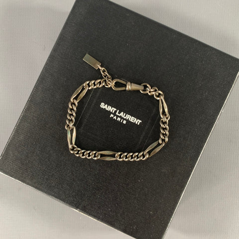 SAINT LAURENT Silver Tone Link Metal Bracelet