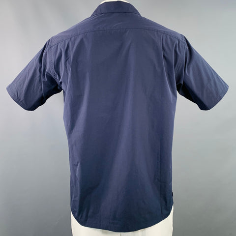 GOLDWIN Size L Navy Polyester One Pocket Snaps Short Sleeve Shirt