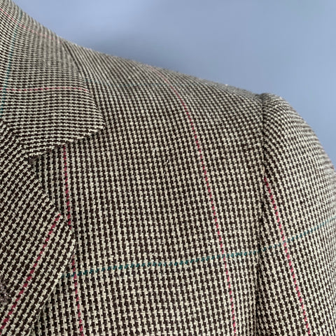 THE HOUND Size 42 Brown Cream Houndstooth Single Breasted Sport Coat