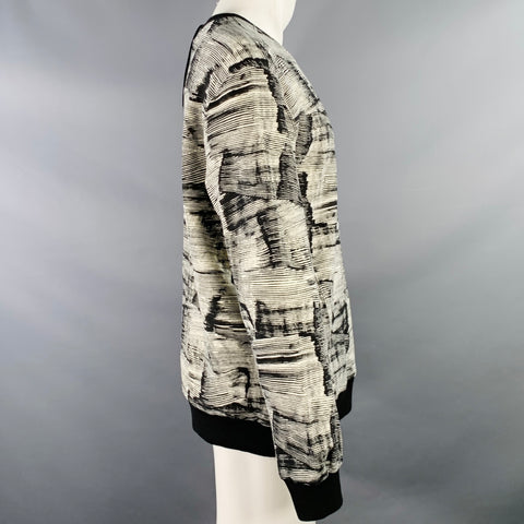 MADISON SUPPLY Size M Black White Abstract Brushstroke Cotton Crew Neck Sweatshirt