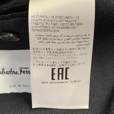 SALVATORE FERRAGAMO Size 42 Navy Twill Virgin Wool Cotton Sport Coat