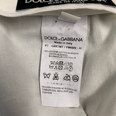 DOLCE & GABBANA Size 34 Charcoal Off White Grid Cotton Tuxedo Dress Pants
