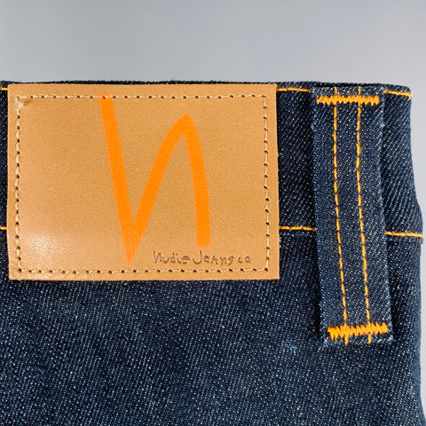 NUDIE JEANS Size 29 Blue Contrast Stitch Cotton Blend Slim Jeans