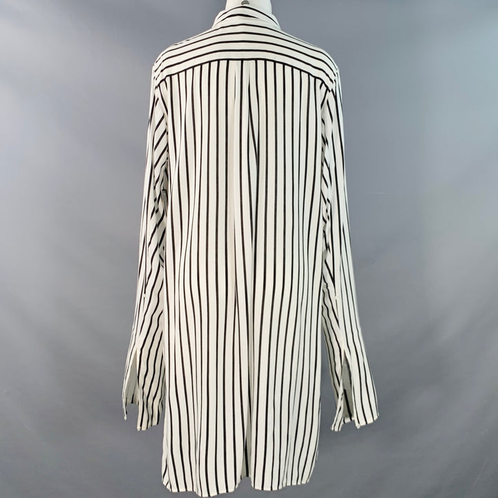 MCQ by ALEXANDER MCQUEEN 2016 Size L Black White Viscose Stripe Tunic Shirt