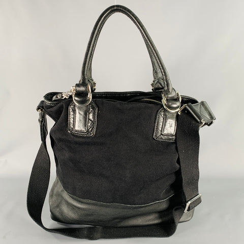 D&G by DOLCE & GABBANA Black Silver Canvas Leather Tote Handbag