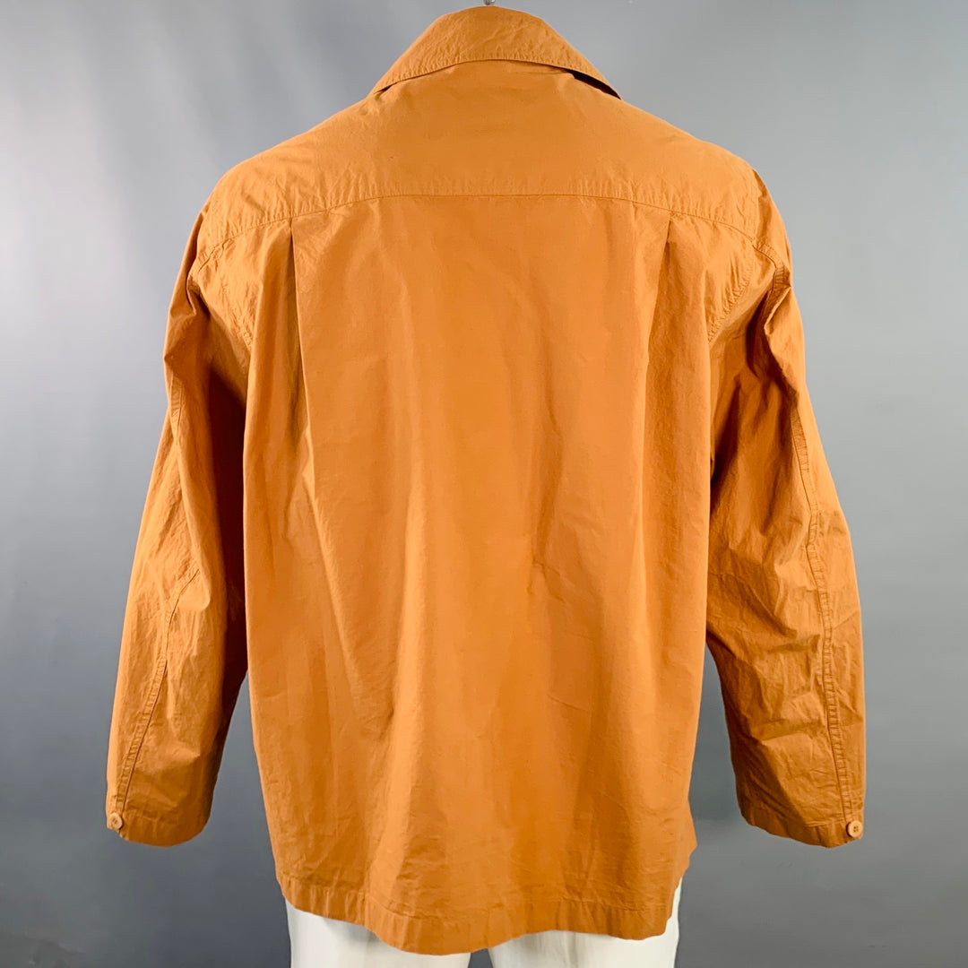 DOCUMENT Size XL Tan Cotton Two Pockets Hidden Placket Shirt Jacket