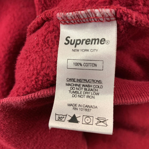 SUPREME Size M Burgundy Gold Embroidery Cotton Hoodie Sweatshirt