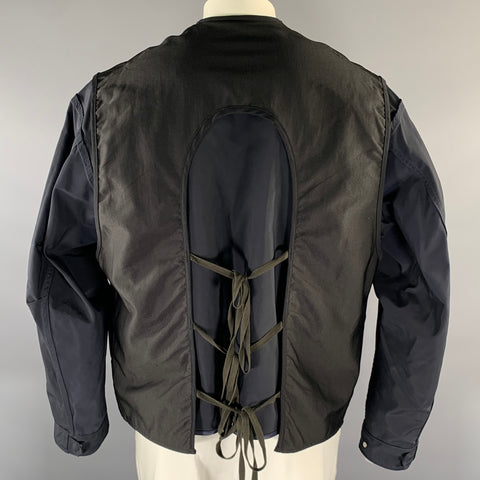 MEANSWHILE Size L Navy Black Polyester Cotton Nylon Reversible Jacket