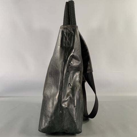 OXS Black Solid Leather Cross Body Tote Bag