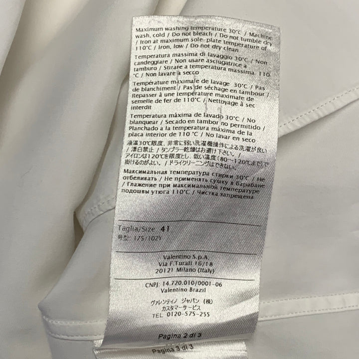 VALENTINO Size M White Cotton Hidden Buttons Long Sleeve Shirt