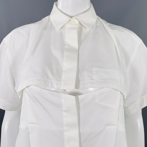 SACAI Size M White Polyester Cotton Midi Shirt Dress
