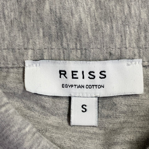 REISS Size S Elliot Grey Heather Cotton One Pocket Polo