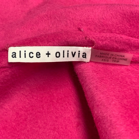 ALICE + OLIVIA Size XS Orange Pink Polyester Wool Reversible Belted Coat