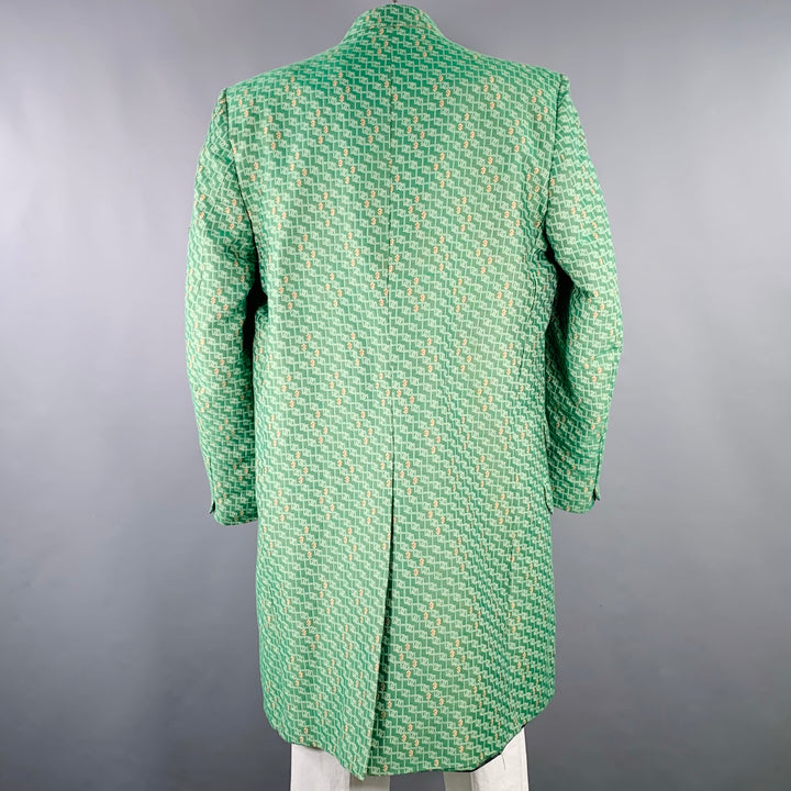 3.PARADIS SS22 Size L Green Jacquard Wool Notch Lapel Coat