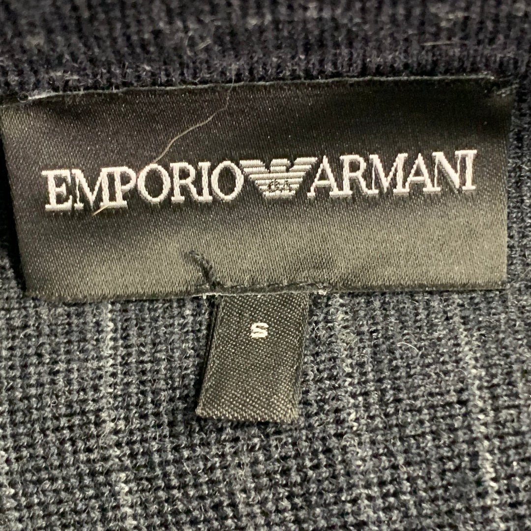 EMPORIO ARMANI Size S Regular Charcoal Grey Stripe Double Breasted Notch Lapel Sport Coat