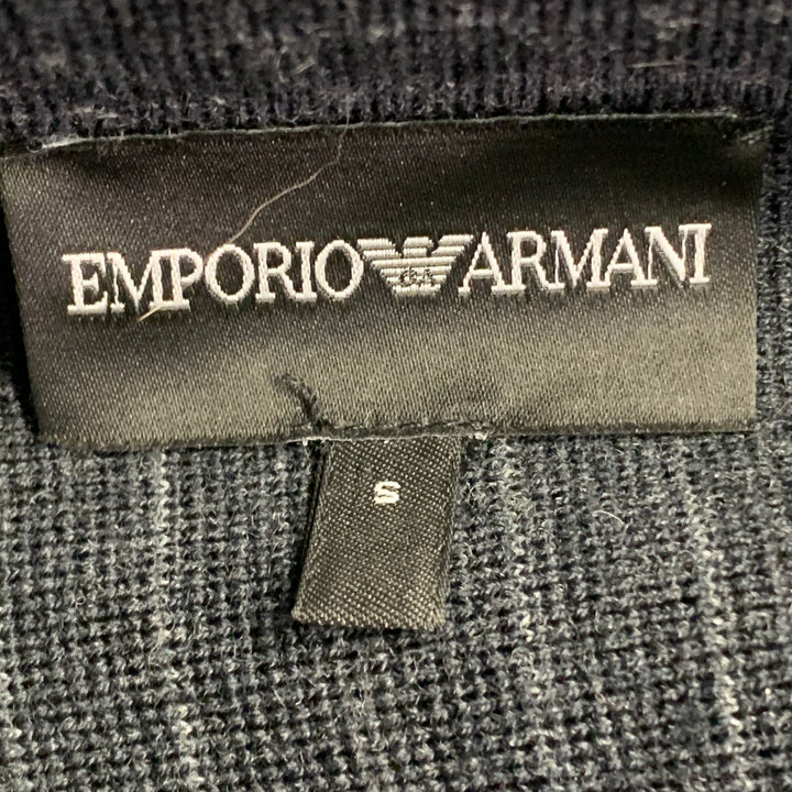 EMPORIO ARMANI Size S Regular Charcoal Grey Stripe Double Breasted Notch Lapel Sport Coat