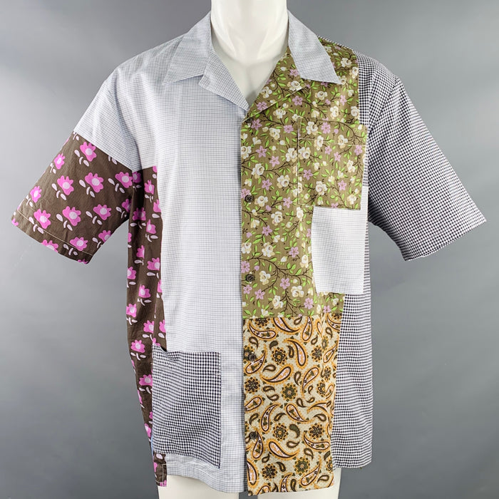 MCQ by ALEXANDER MCQUEEN Size M Multi Color Patchwork Cotton Short Sleeve Shirt