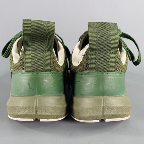 RICK OWENS Size 9 Green Mixed Materials Nylon Runner Sneakers