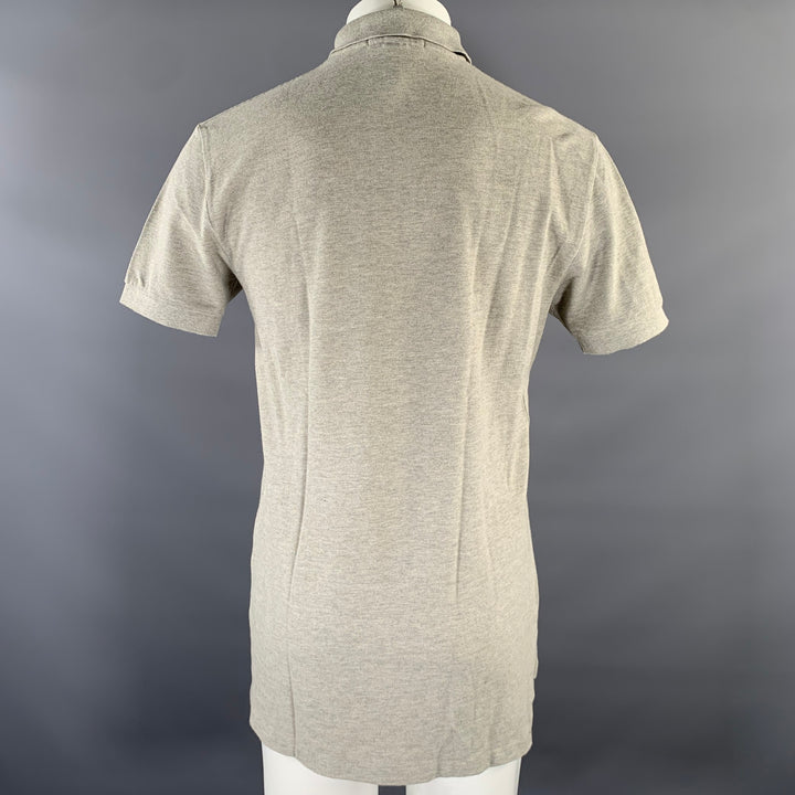 RALPH LAUREN Size S Grey Logo Cotton Ribbed Polo