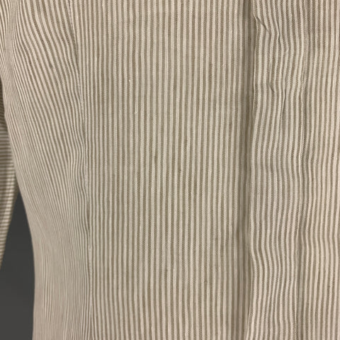 DOLCE & GABBANA Size M White Beige Stripe Linen Cotton Long Sleeve Shirt