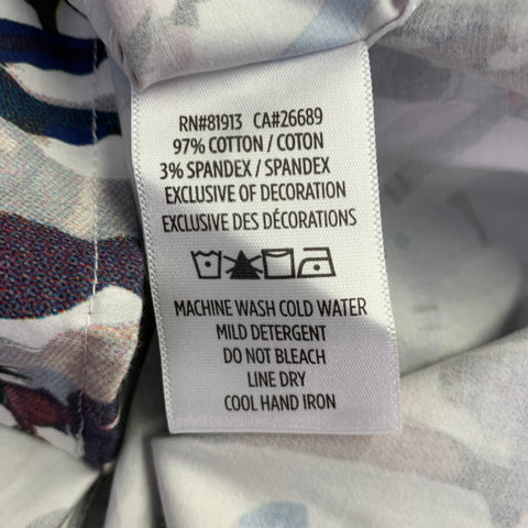 ROBERT GRAHAM Size M White Multi Color Figures Cotton Blend Short Sleeve Shirt
