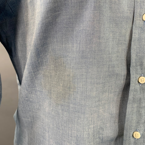 GITMAN VINTAGE Size M Blue Grey Cotton One Pocket Long Sleeve Shirt