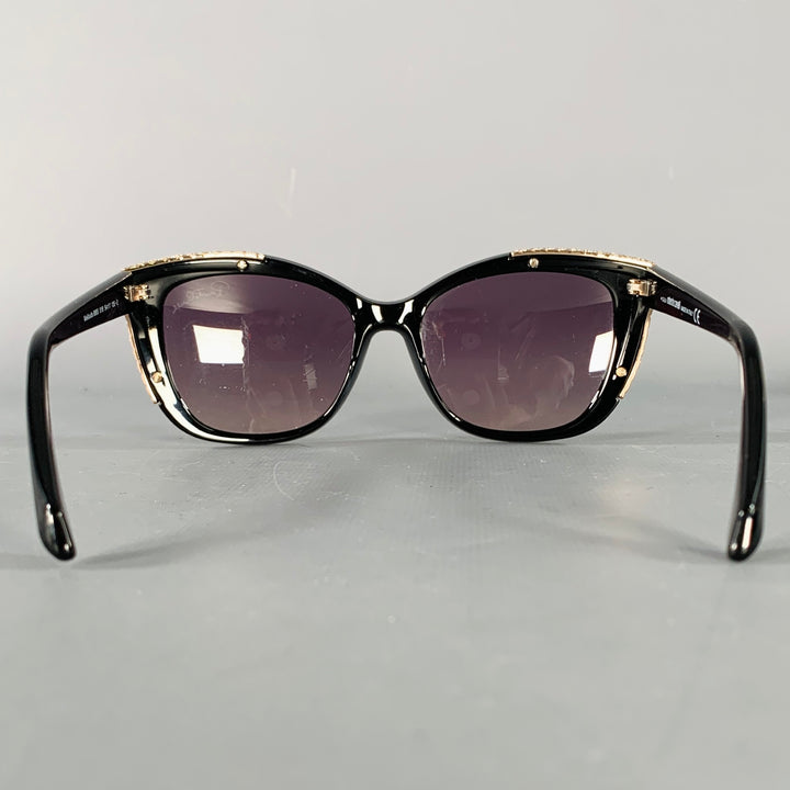 ROBERTO CAVALLI Mekbuda Black Rose Gold Acetate Metal Sunglasses