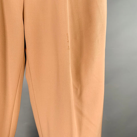 DRIES VAN NOTEN Size 32 Tan Twill Polyester Wool Pleated Dress Pants