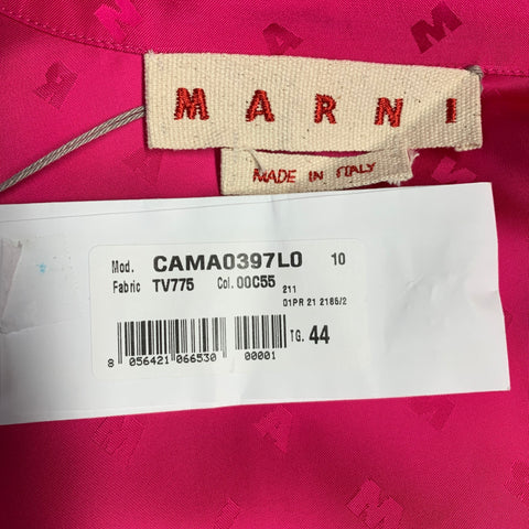 MARNI Size M Pink Fuchsia Monogram Viscose Nehru Collar Long Sleeve Shirt