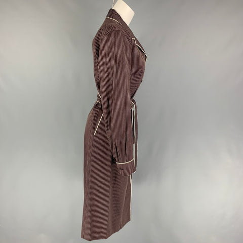 DRIES VAN NOTEN Size 12 Purple Gold Jacquard Robe Coat