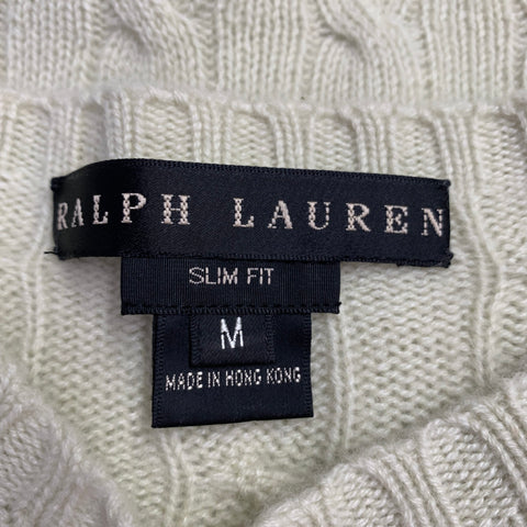 RALPH LAUREN Size M Green Chartreuse Cashmere Cable Knit Pullover