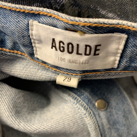 AGOLDE Size 29 Silver Metallic Denim Button Fly Jeans