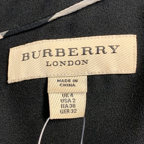 BURBERRY LONDON Robe de cocktail en viscose mélangée noire, taille 2, ornée de sequins
