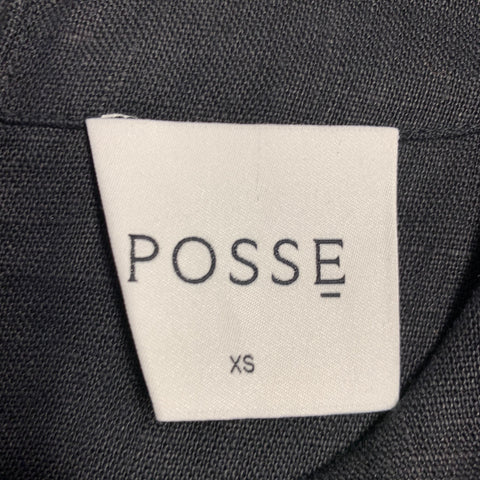 POSSE Size XS Black Linen Boxy Sleeveless Crop Casual Top