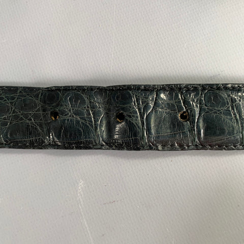 SANTIAGO GONZALEZ Size 34 Dark Green Croc Embossed Leather Belt
