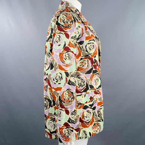 DRIES VAN NOTEN Size 12 Multi Color Cotton Jacket Blazer